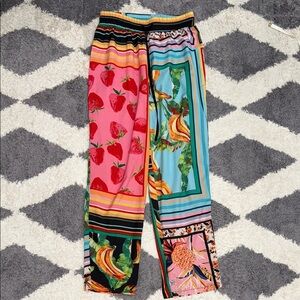 Tropical And Fruit Print Drawstring Waist Pants size small